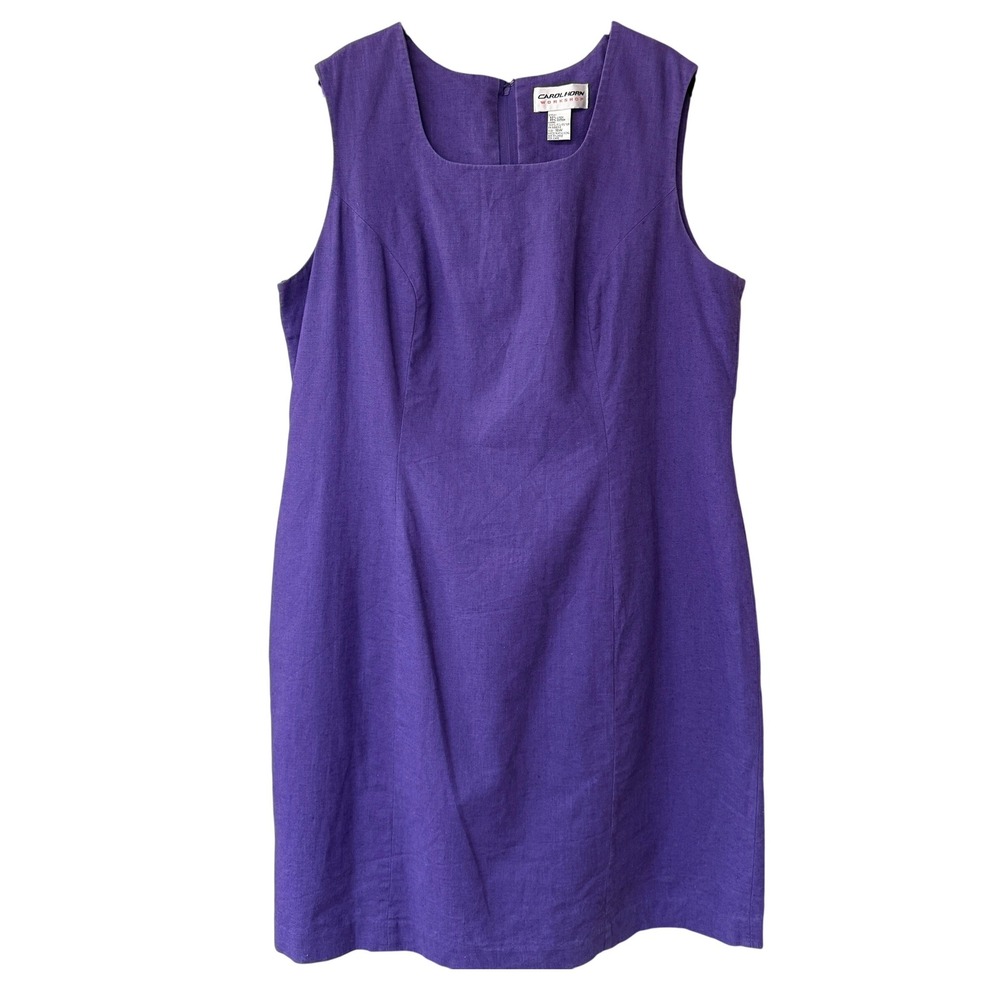 Carol Horn Workshop Womens Purple Linen Blend Sleeveless Shift Dress Size 18W